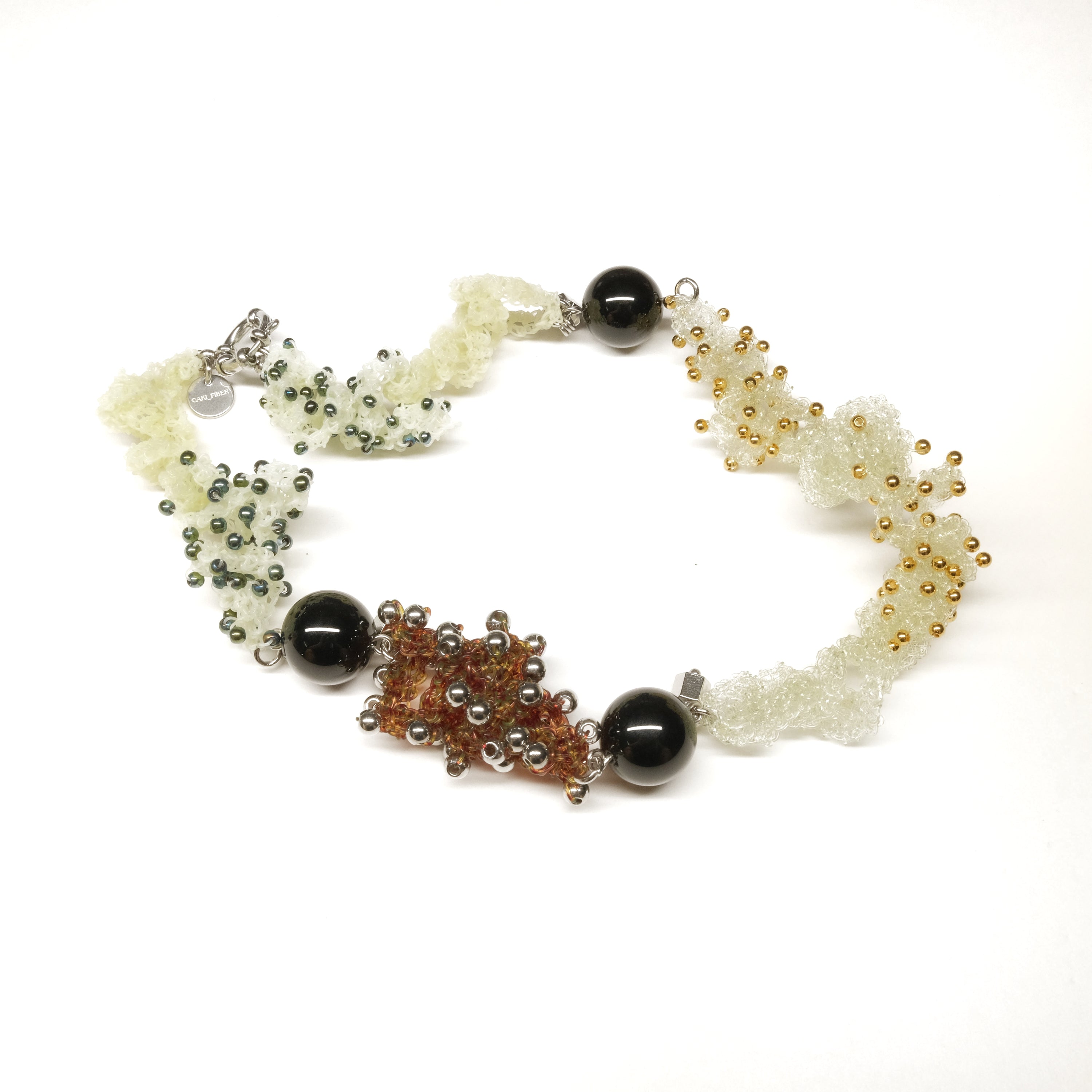 Khaki Beaded Woven Necklace