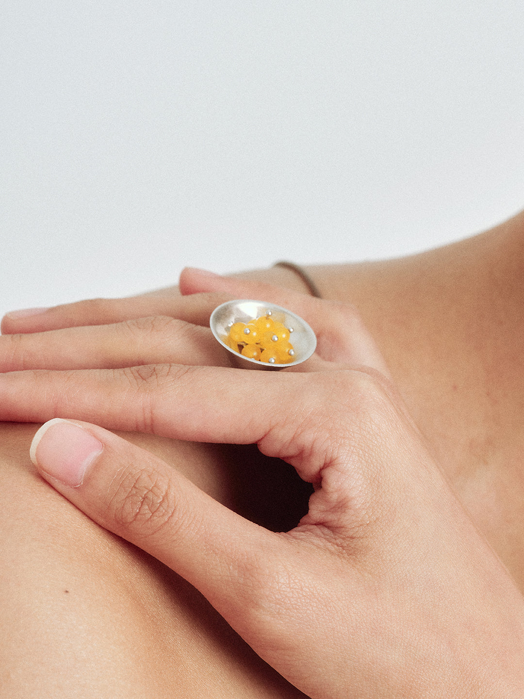 Yellow Agate Open Ring
