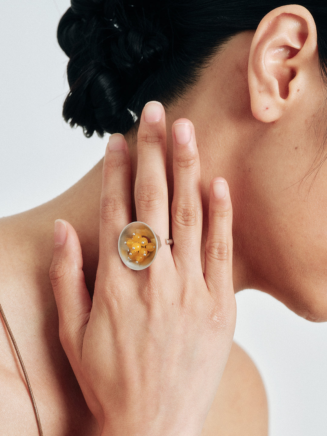 Yellow Agate Open Ring