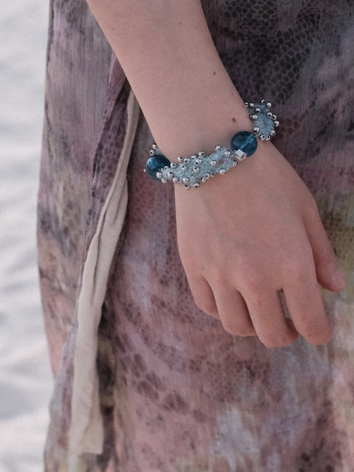 Light Blue Beaded Woven Bracelet