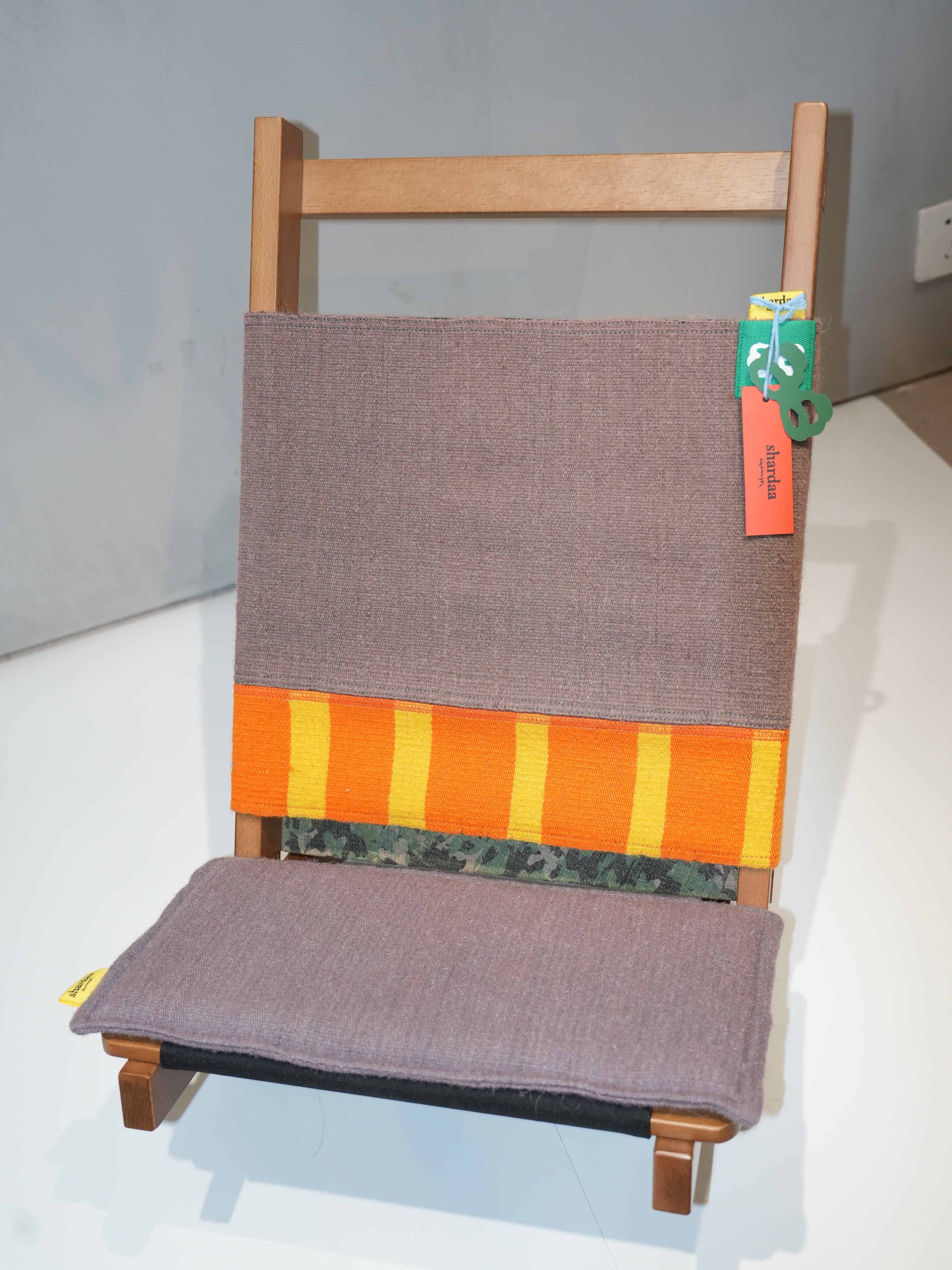 Wool-Knitted Wooden Folding Chair