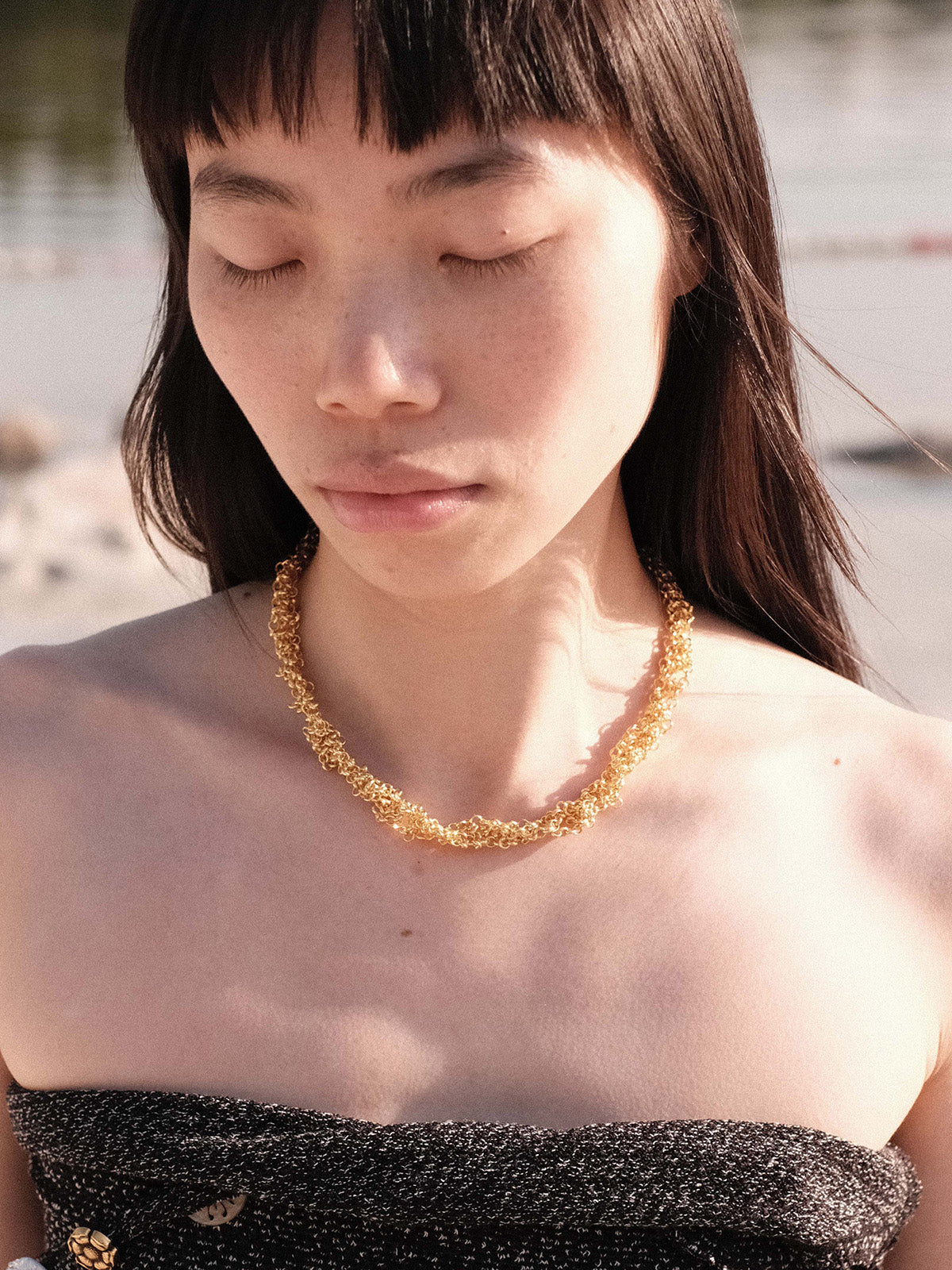 Sparkling Waves Woven Necklace