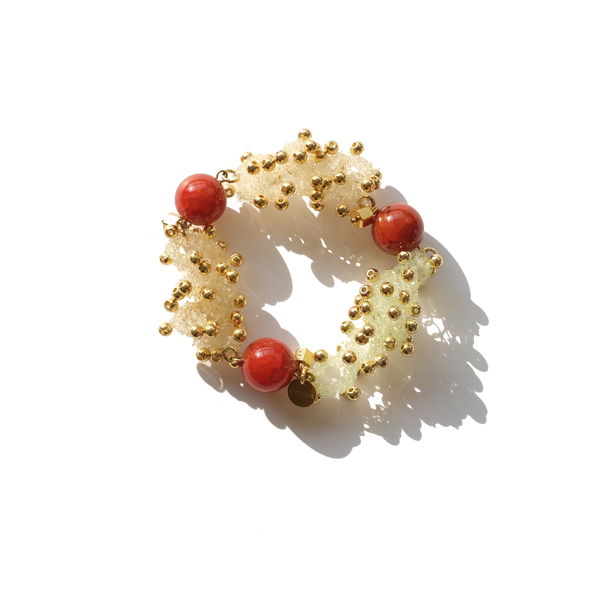 Light Gold Beaded Woven Bracelet