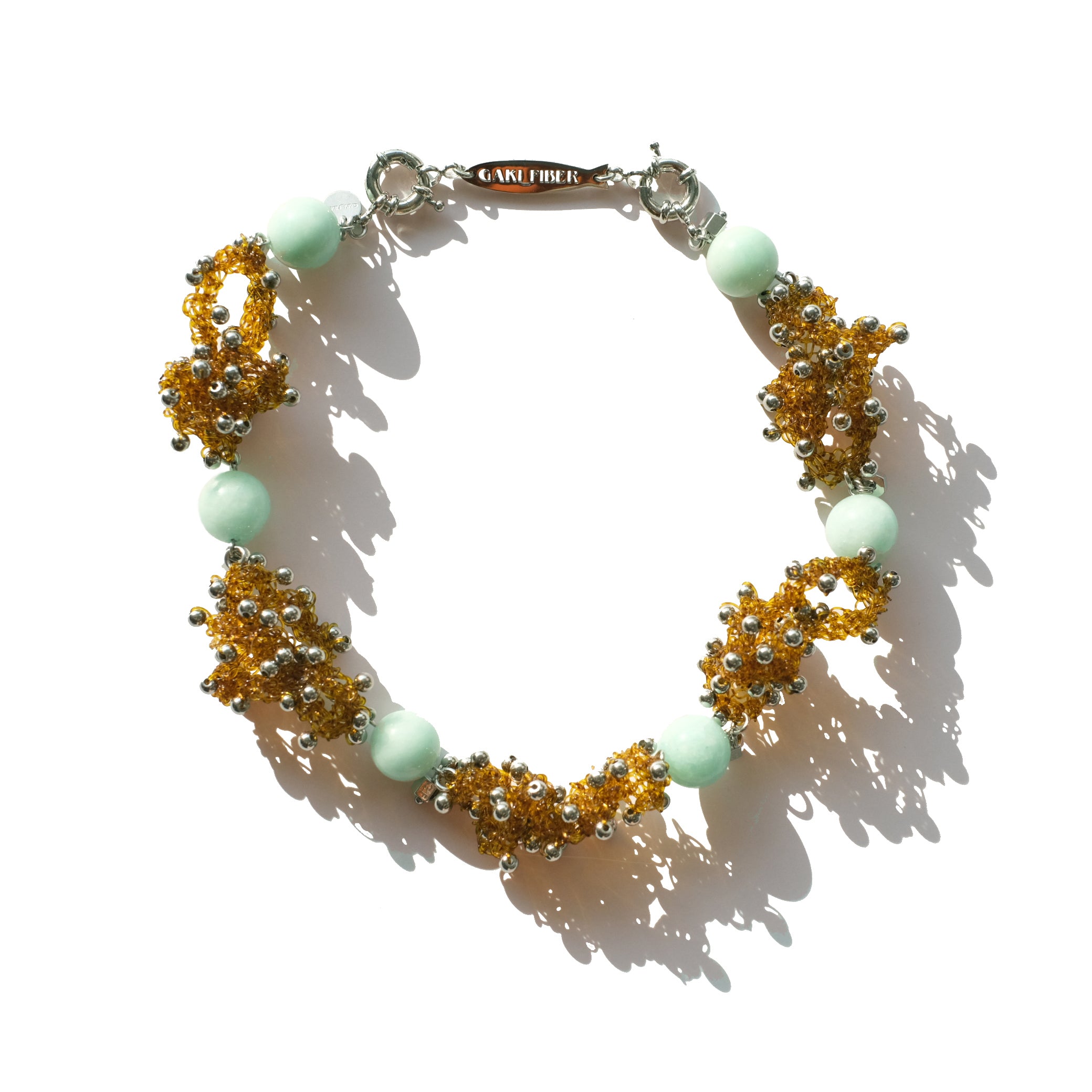 Deep Yellow Beaded Woven Necklace