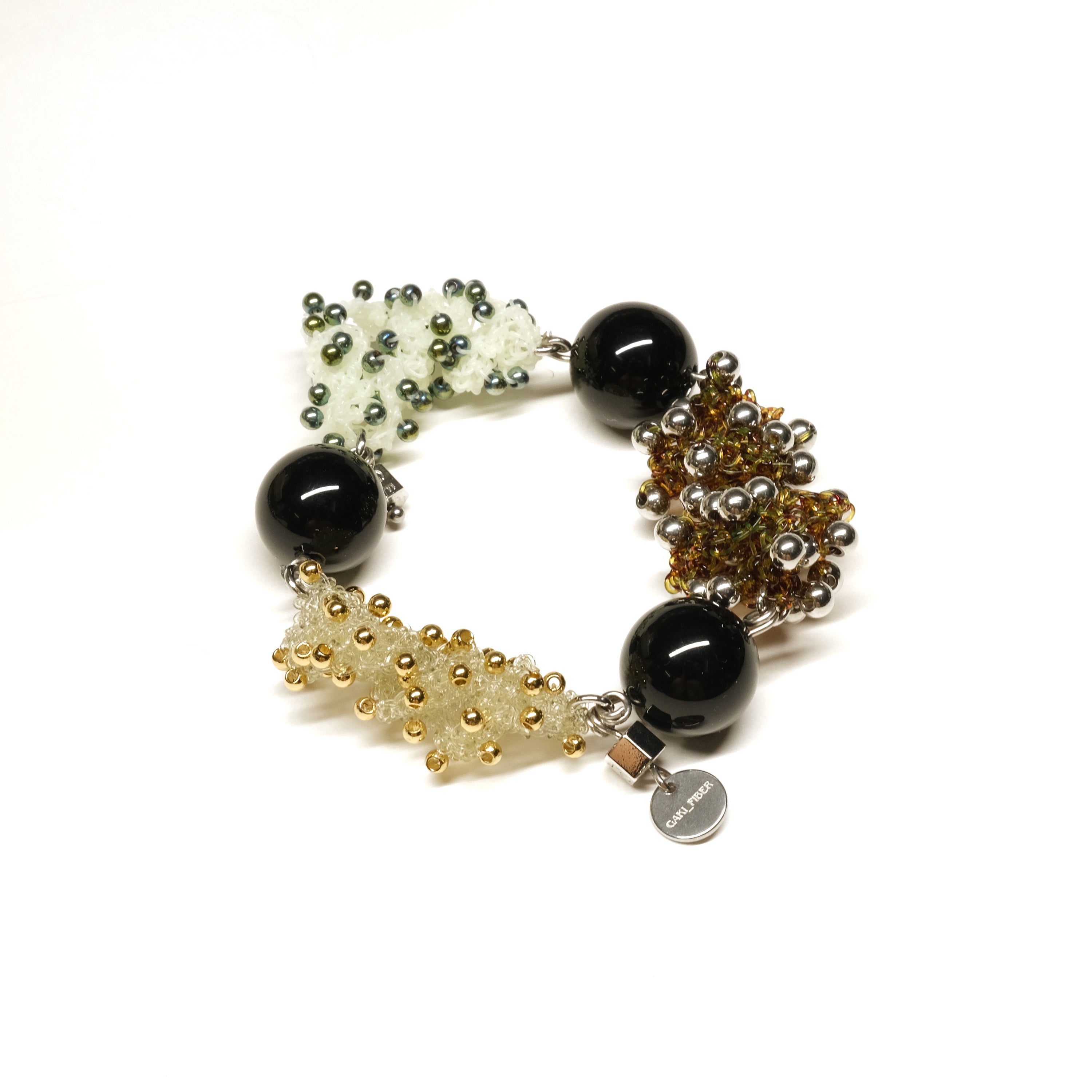 Khaki Beaded Woven Bracelet