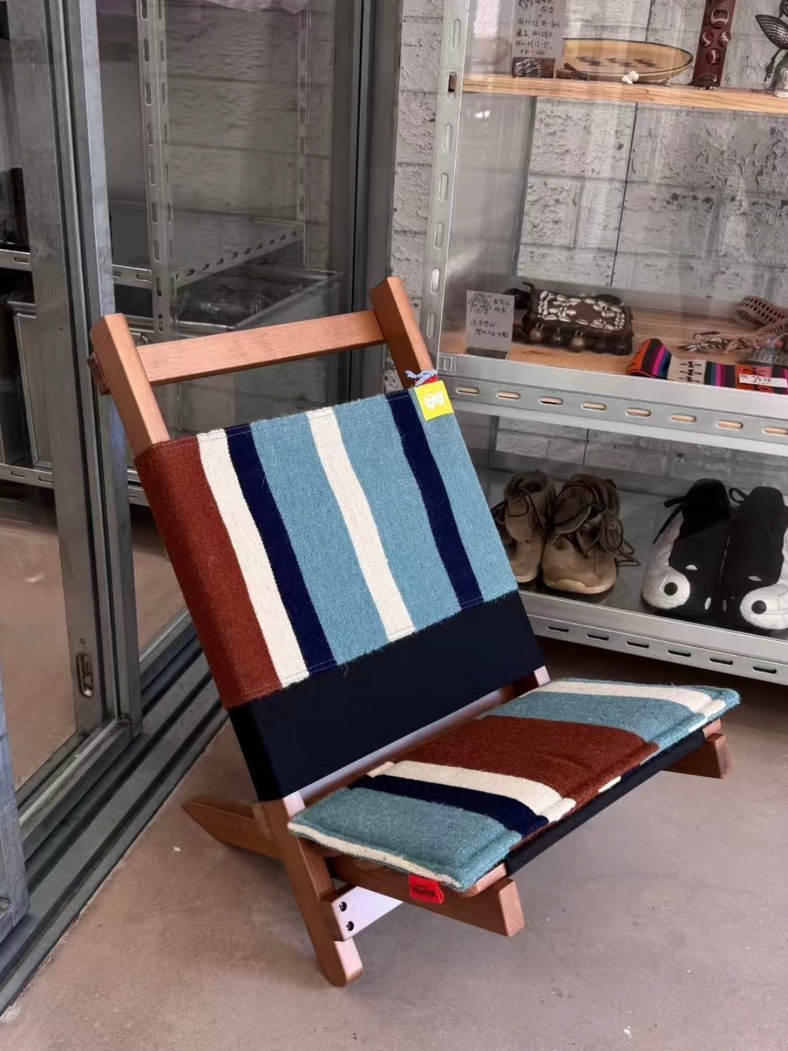 Wool-Knitted Wooden Folding Chair