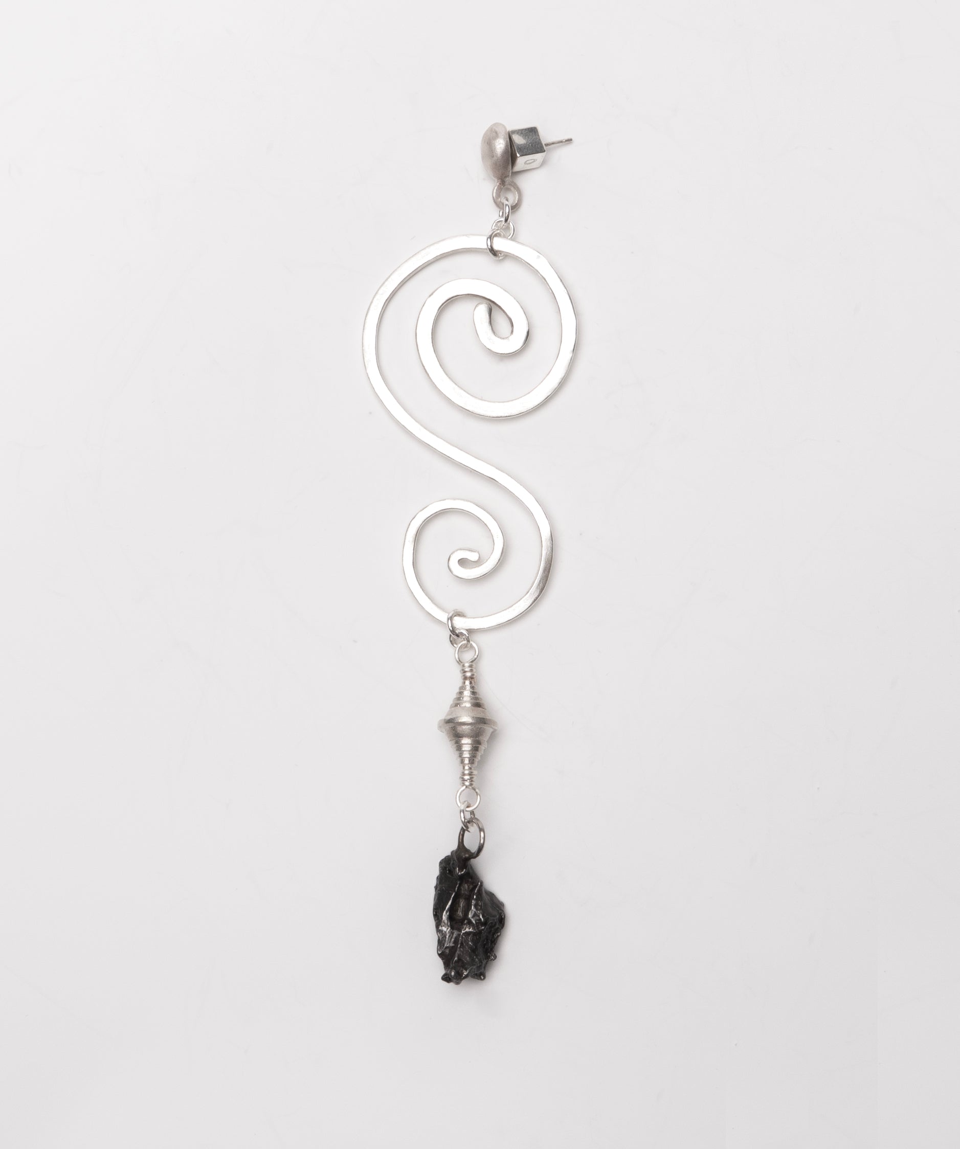 Spiral Meteorite Earring