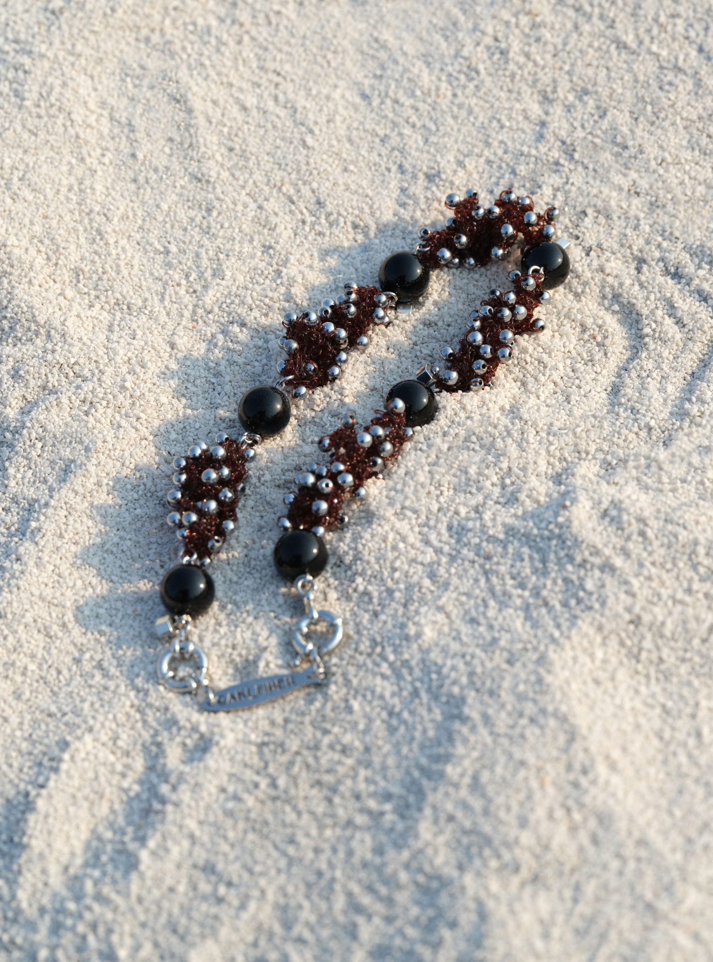 Dark Brown Beaded Woven Necklace