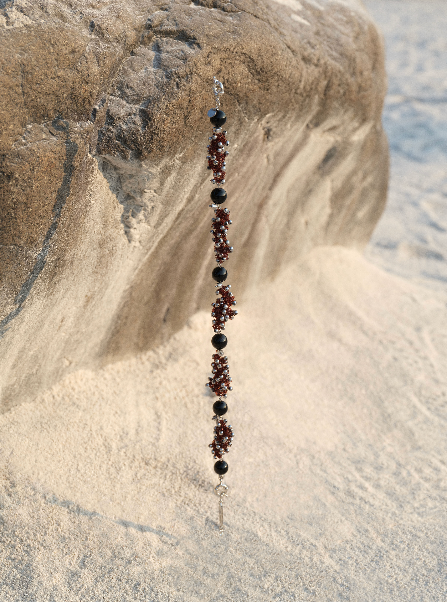 Dark Brown Beaded Woven Necklace