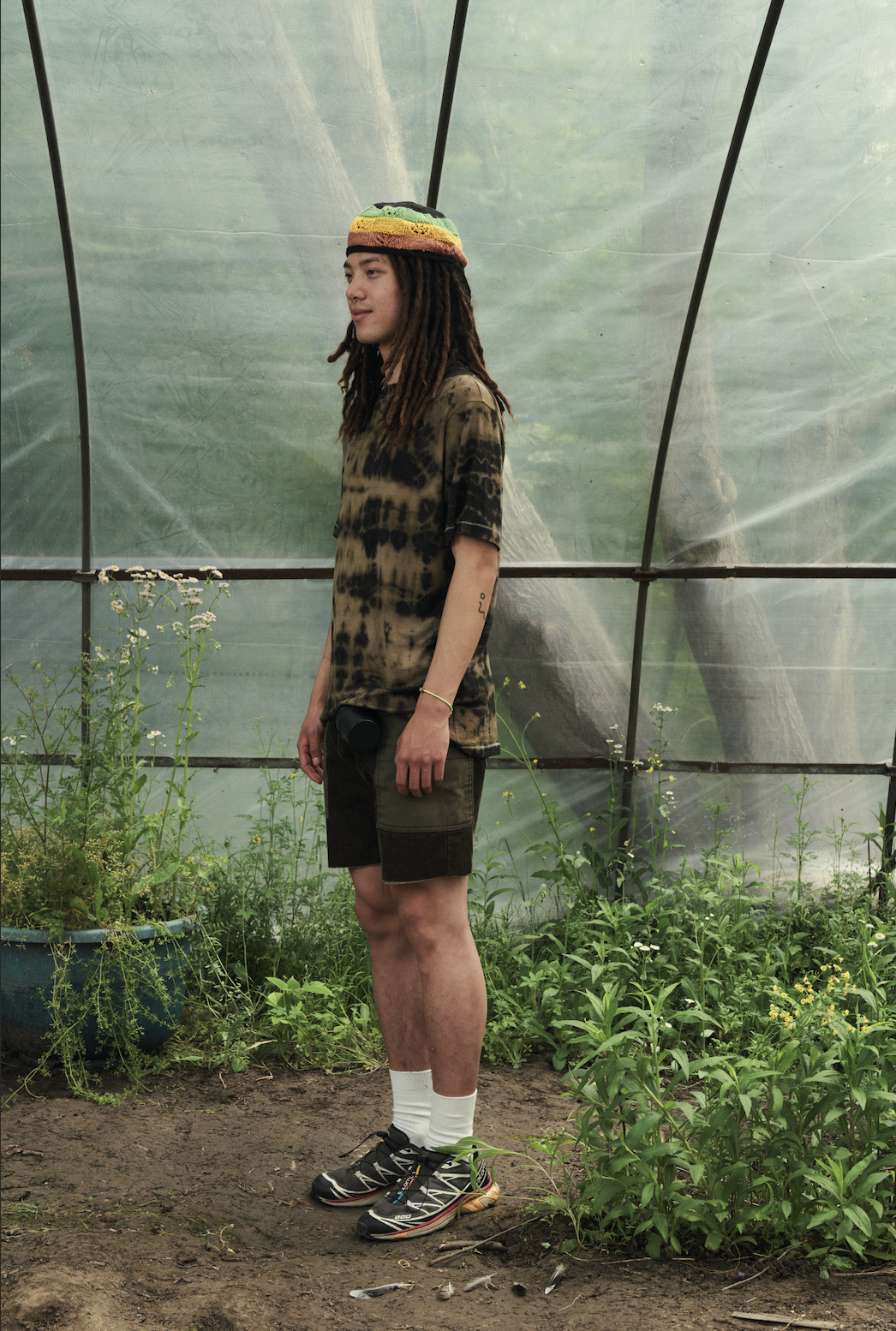 Merino Wool Tie Dye T-shirt (Wavy Cap)