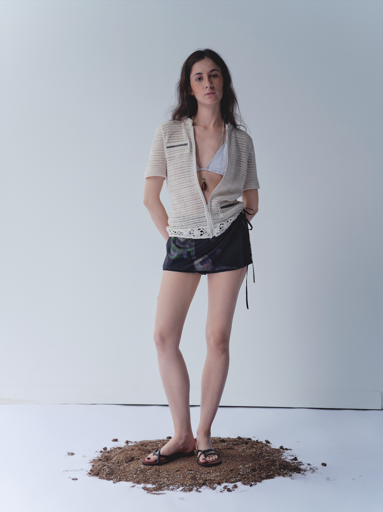 Crochet Zip Short Sleeve Top