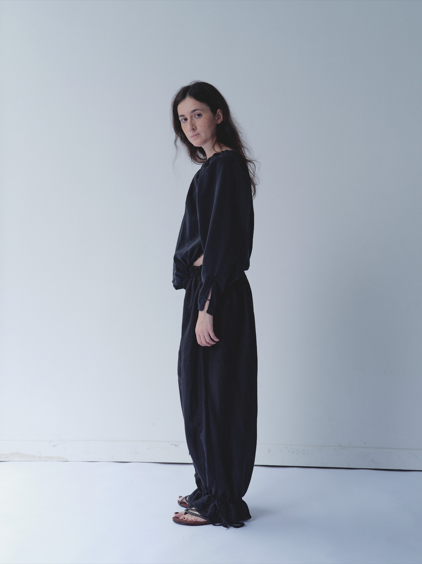 Ruched Frayed Top