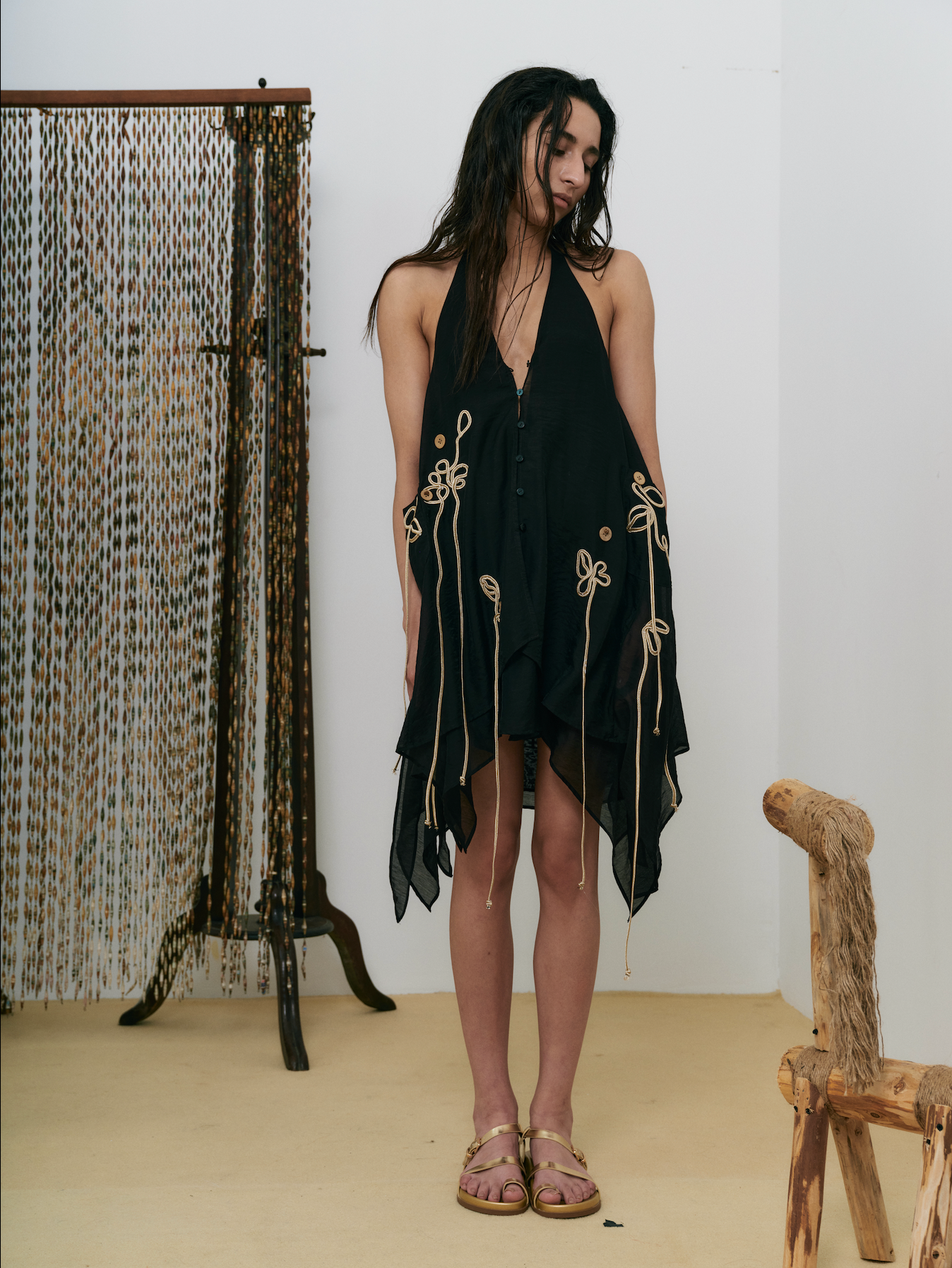 Webbing Halter Backless Dress