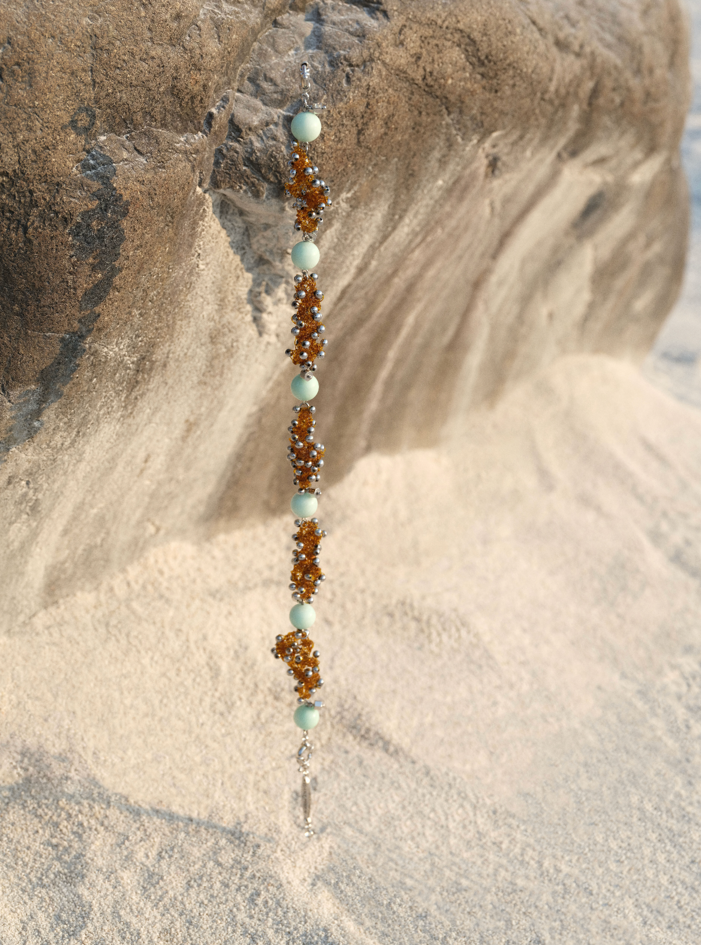 Deep Yellow Beaded Woven Necklace