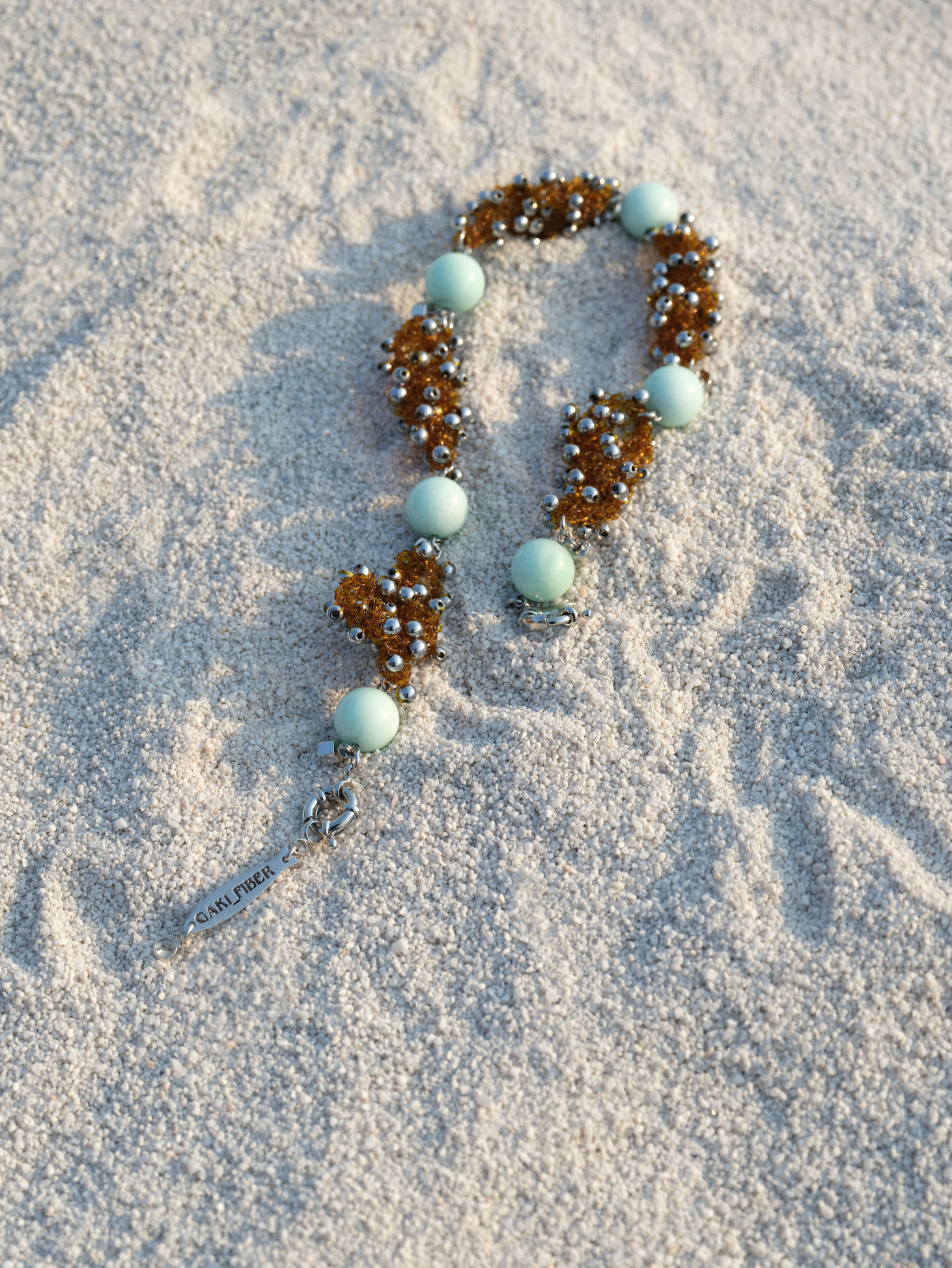 Deep Yellow Beaded Woven Necklace