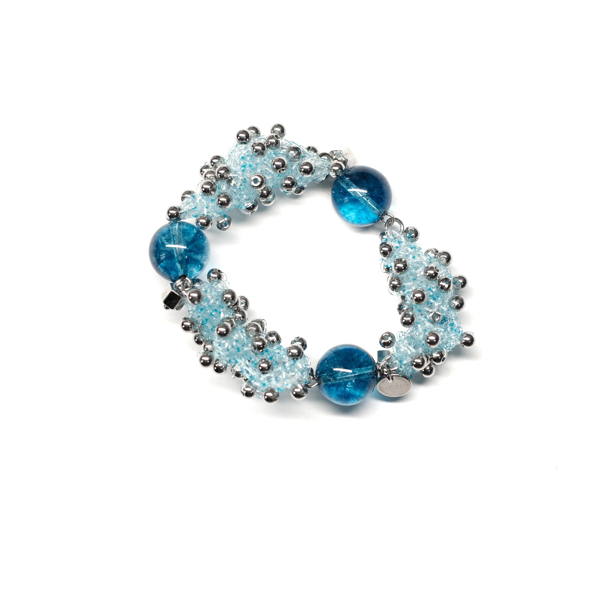 Light Blue Beaded Woven Bracelet