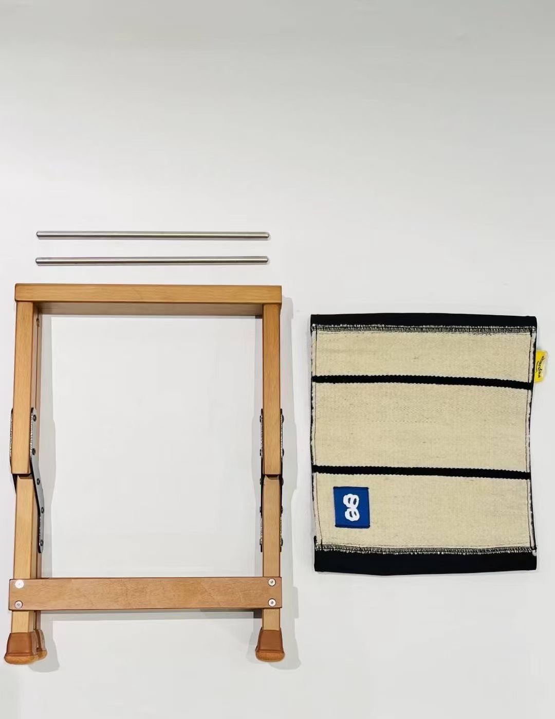 Wool-Knitted Wooden Folding Stool