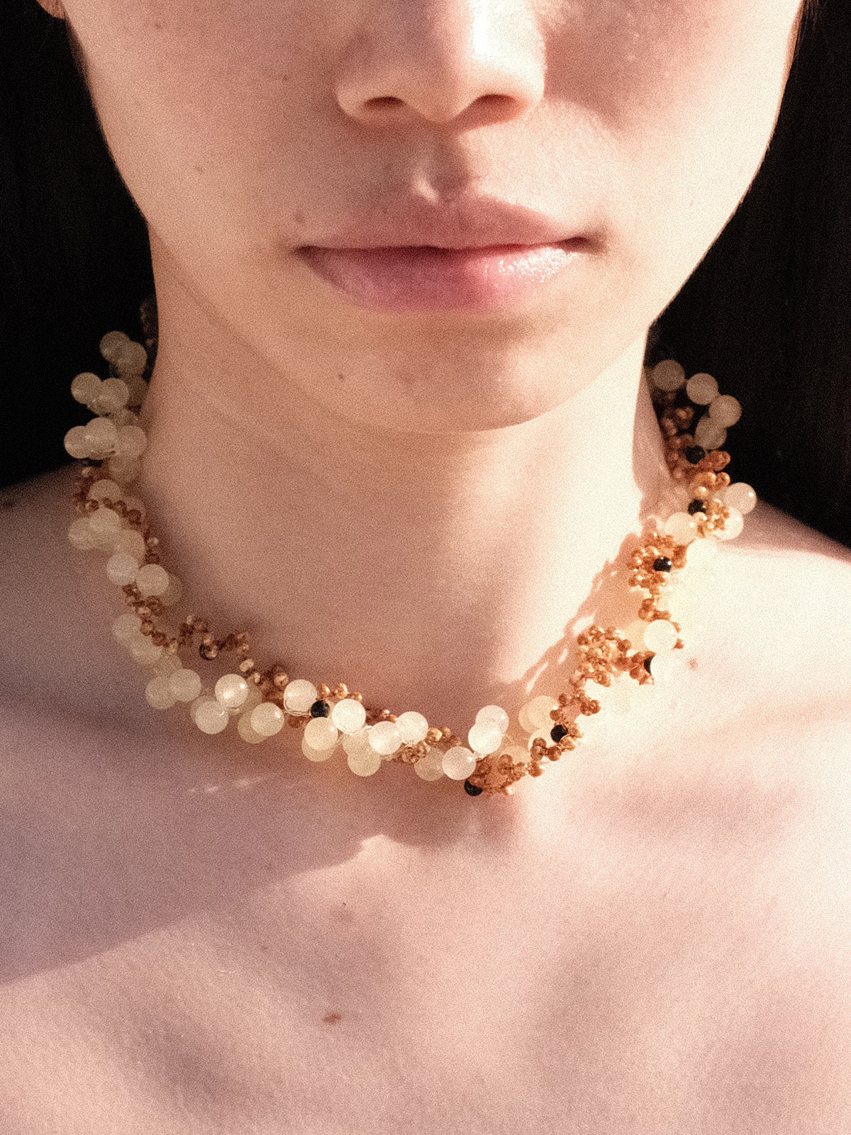 Chalcedony Roe Wrapped Necklace